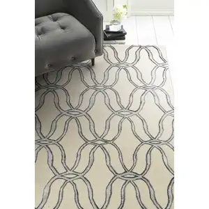 Photo of Silver Ivory Hand Tufted Vermicular Indoor Runner Rug