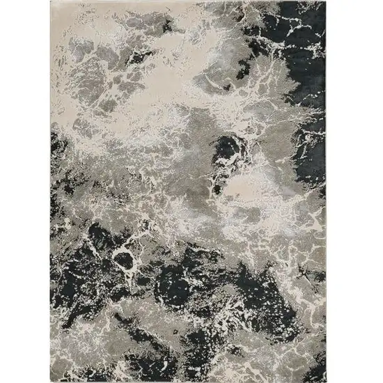 Silver And Black Abstract Area Rug Photo 2