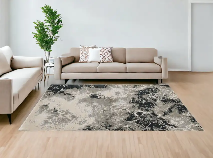 7'X10' Silver Machine Woven Abstract Indoor Area Rug Photo 2