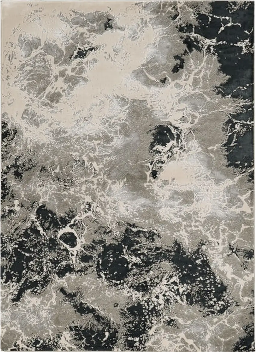 7'X10' Silver Machine Woven Abstract Indoor Area Rug Photo 1
