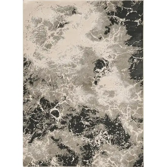 Silver And Black Abstract Area Rug Photo 2