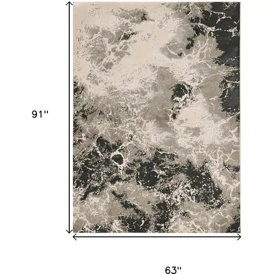 Silver And Black Abstract Area Rug Photo 3