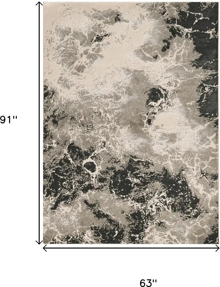 Silver And Black Abstract Area Rug Photo 3