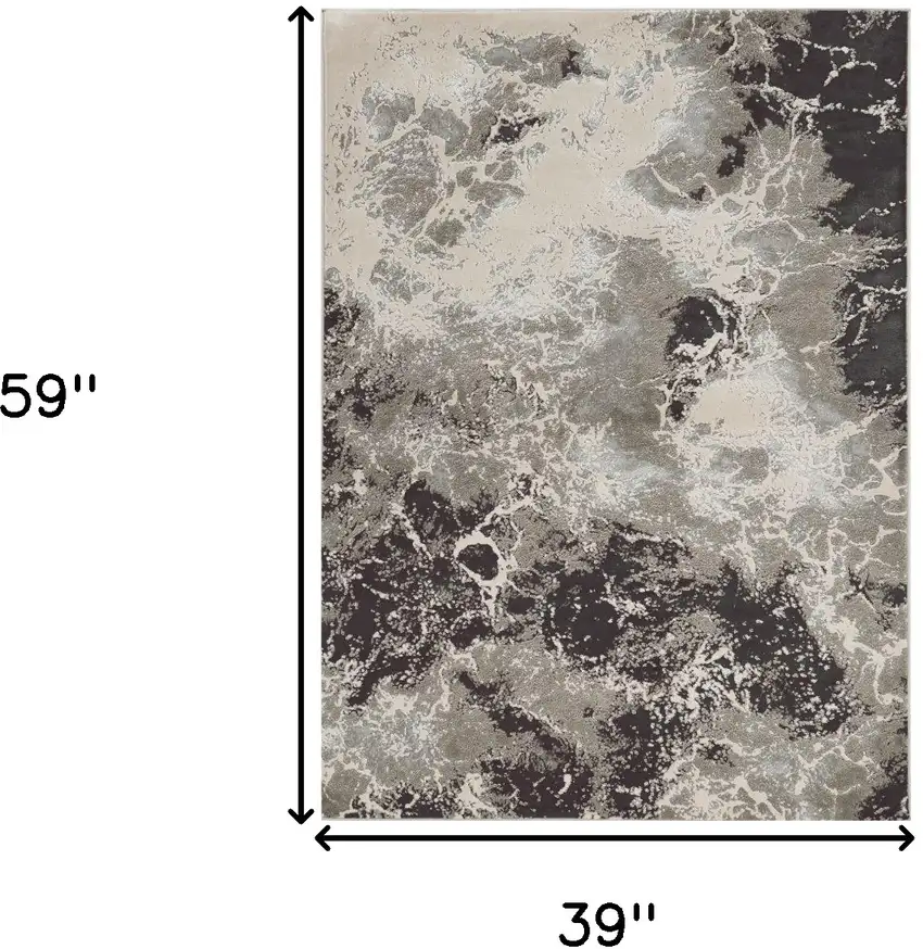 3'X5' Silver Machine Woven Abstract Watercolor Indoor Area Rug Photo 3