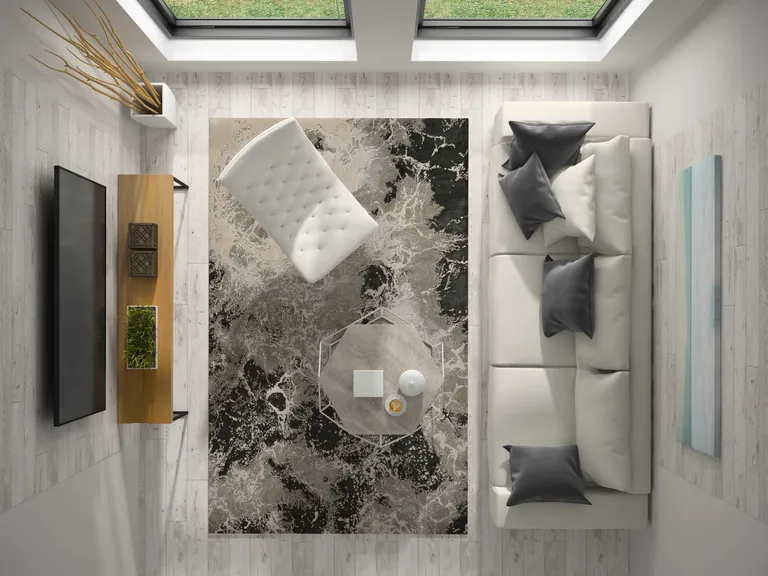 Silver Machine Woven Abstract Watercolor Indoor Area Rug Photo 4