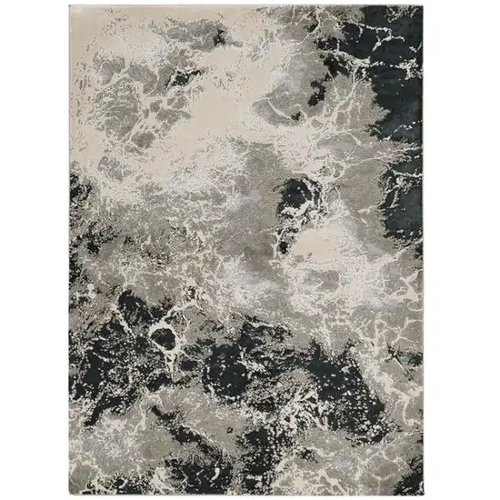 Silver And Black Abstract Area Rug Photo 2