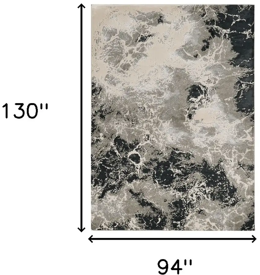 8'X11' Silver Machine Woven Abstract Watercolor Indoor Area Rug Photo 3