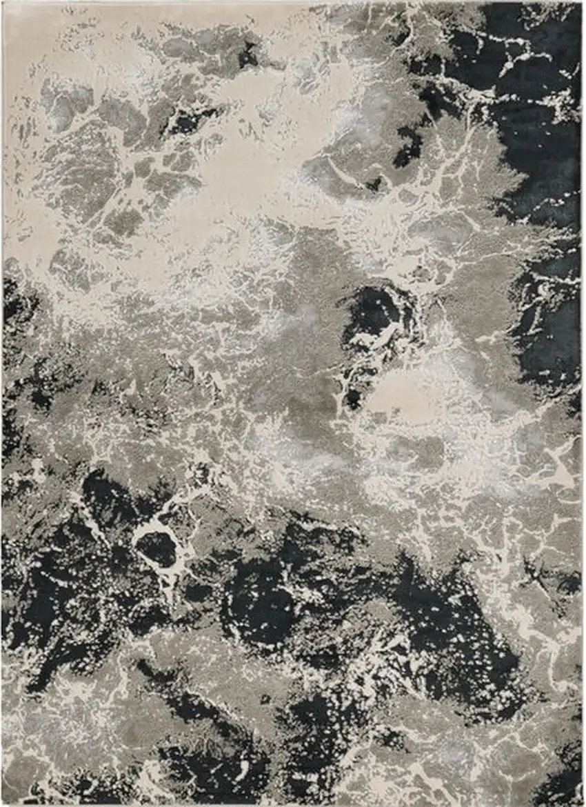 8'X11' Silver Machine Woven Abstract Watercolor Indoor Area Rug Photo 2