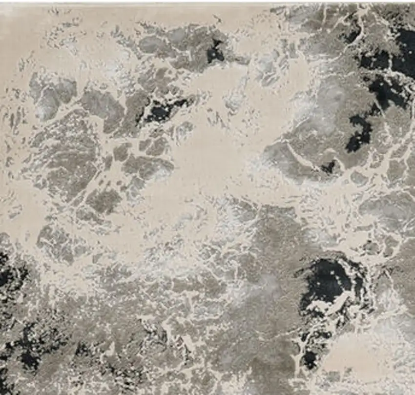 8'X11' Silver Machine Woven Abstract Watercolor Indoor Area Rug Photo 4