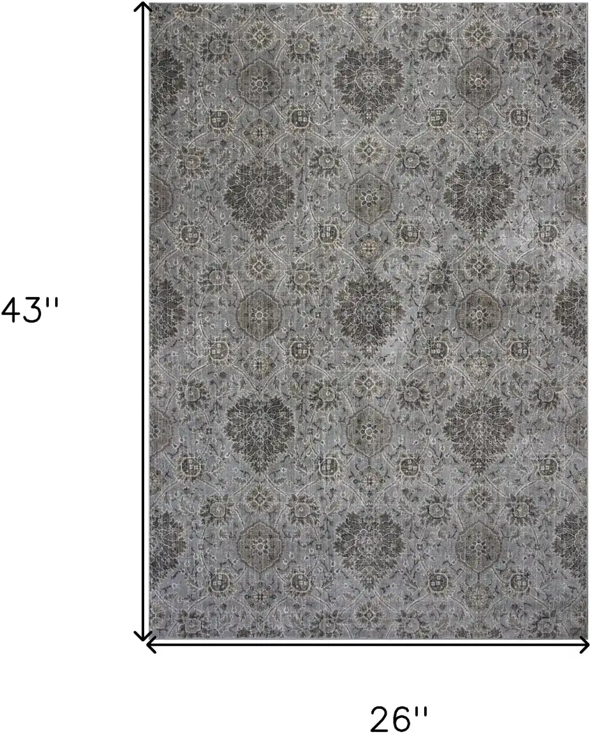 Silver Damask Area Rug Photo 6