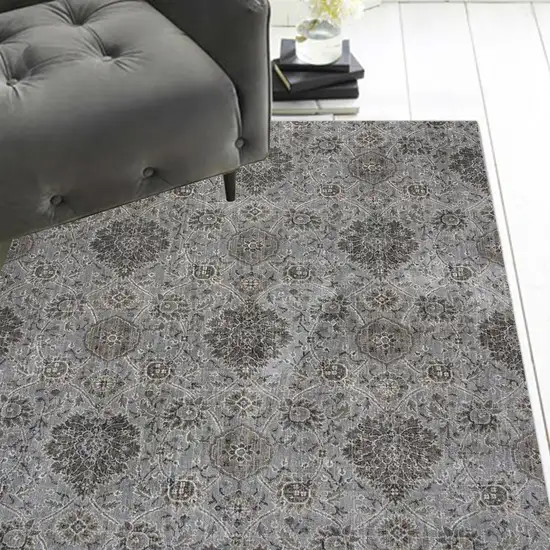 Silver Machine Woven Floral Traditional Allover Indoor Accent Rug Photo 4
