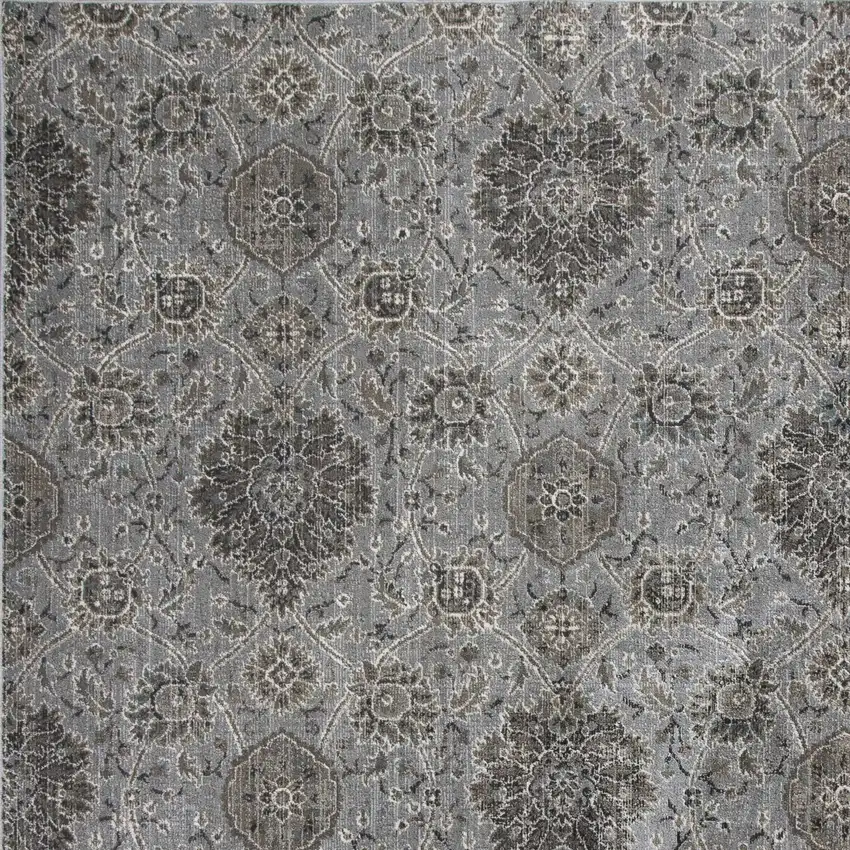 Silver Machine Woven Floral Traditional Allover Indoor Accent Rug Photo 3