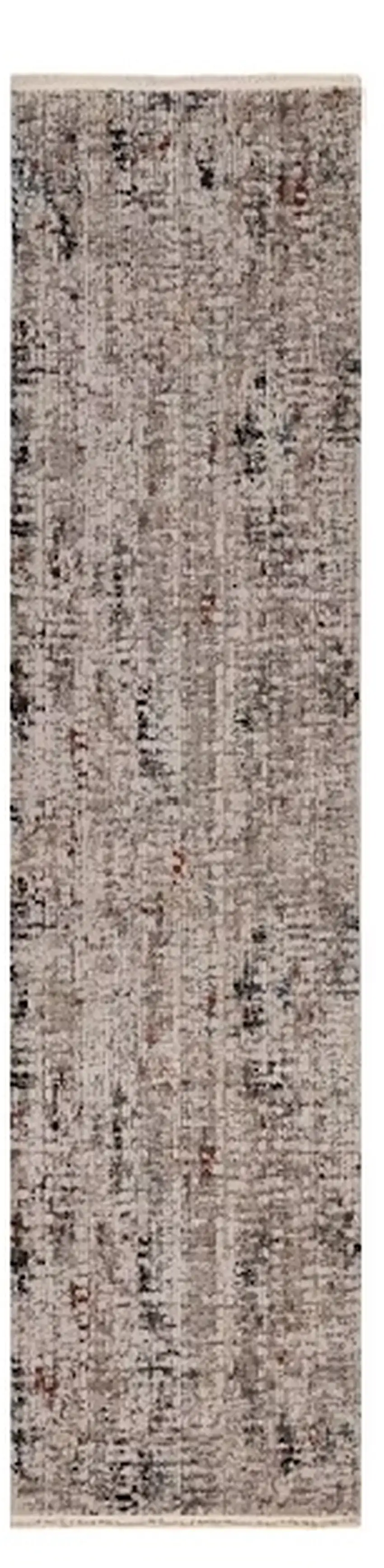 7' Silver Machine Woven Shrank Abstract Design Indoor Runner Rug Photo 2