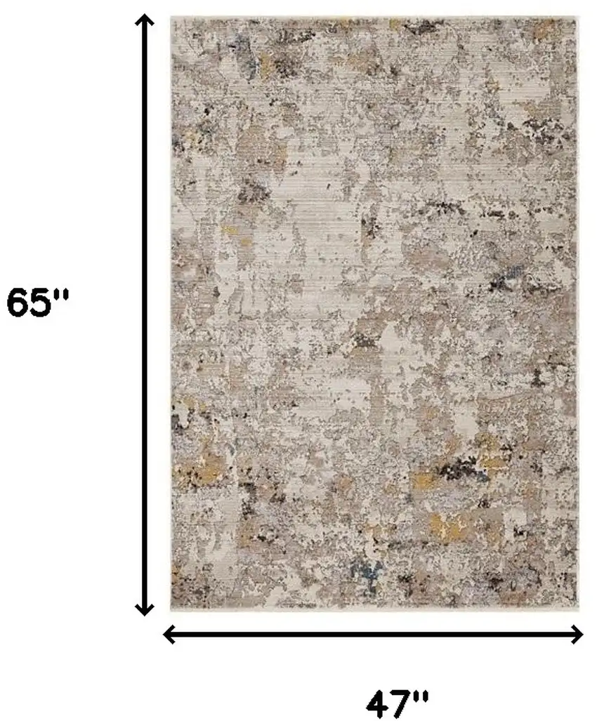 Silver Machine Woven Shrank Abstract Industrial Style Indoor Area Rug Photo 3