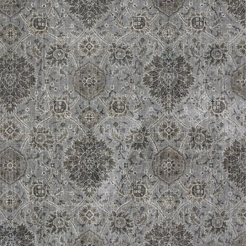 Silver Machine Woven Traditional Floral Indoor Area Rug Photo 5