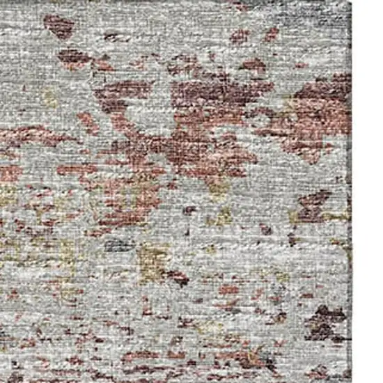 Silver Mauve And Gold Abstract Washable Area Rug With UV Protection Photo 5