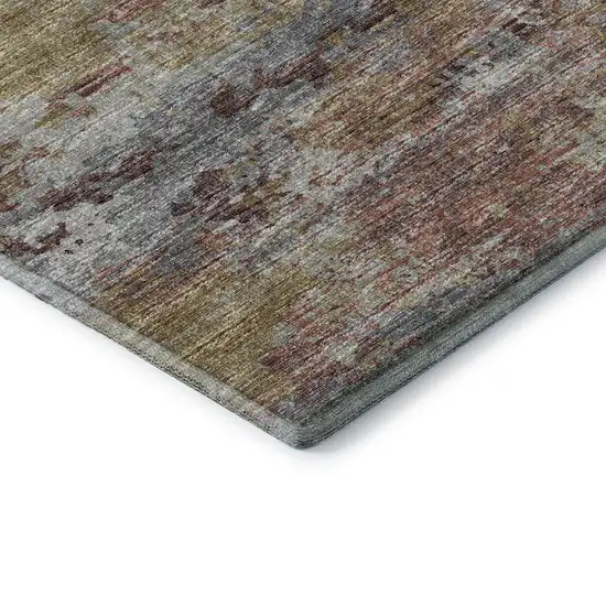 Silver Mauve And Gold Abstract Washable Area Rug With UV Protection Photo 7