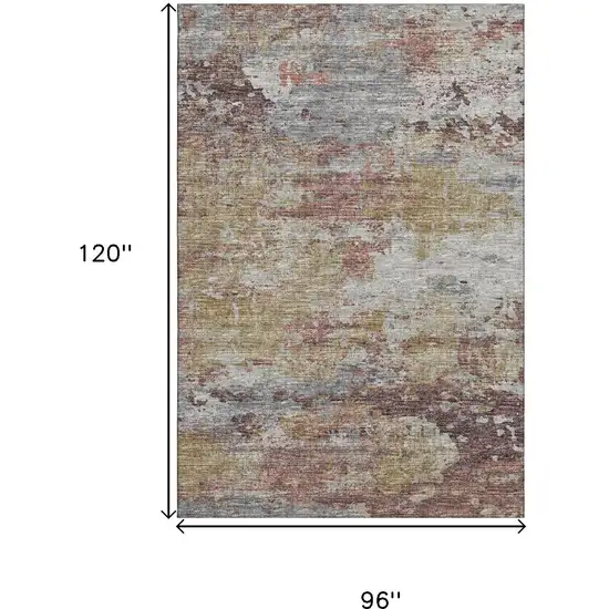 Silver Mauve And Gold Abstract Washable Area Rug With UV Protection Photo 3
