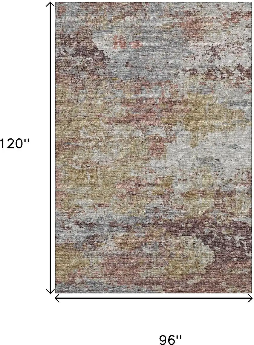 Silver Mauve And Gold Abstract Washable Area Rug With UV Protection Photo 3