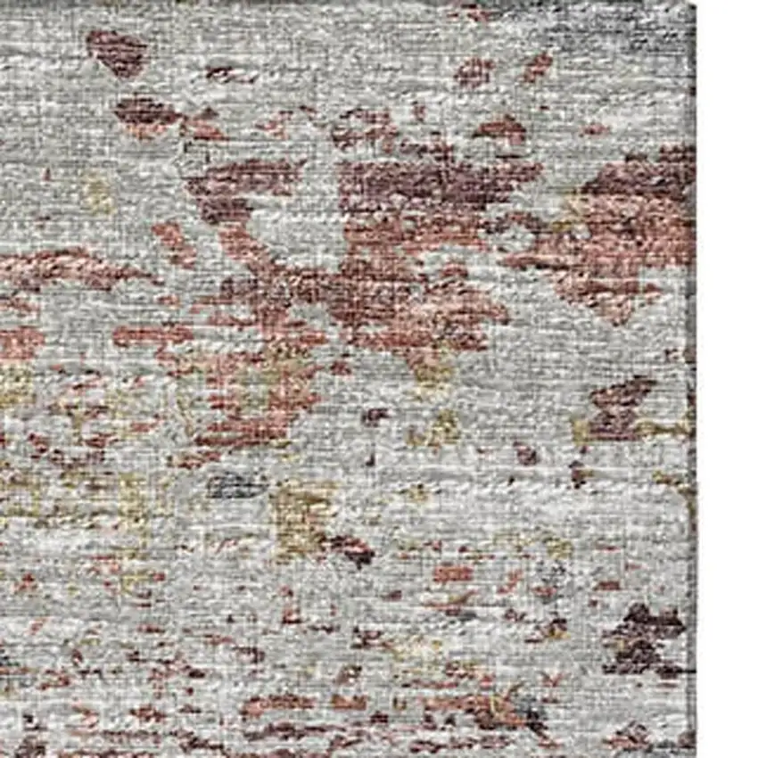 Silver Mauve And Gold Abstract Washable Area Rug With UV Protection Photo 5
