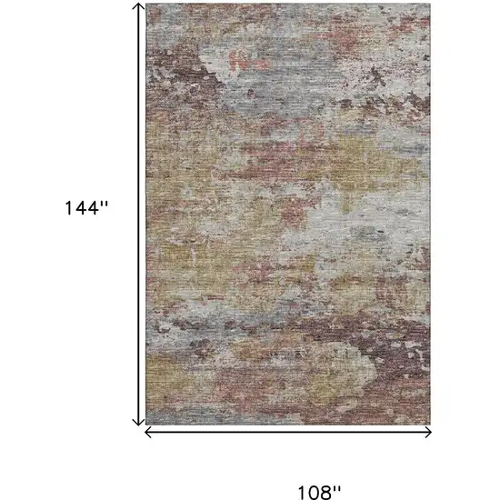 Silver Mauve And Gold Abstract Washable Area Rug With UV Protection Photo 3