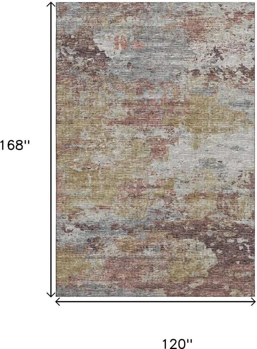 Silver Mauve And Gold Abstract Washable Area Rug With UV Protection Photo 3