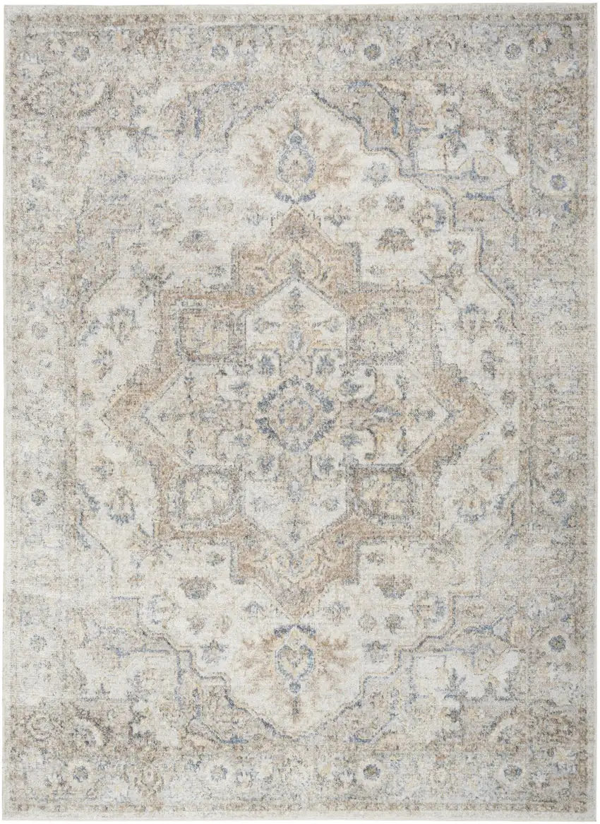 Silver Oriental Power Loom Washable Area Rug Photo 1