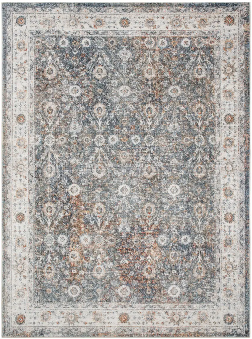 Silver Oriental Power Loom Washable Area Rug Photo 1