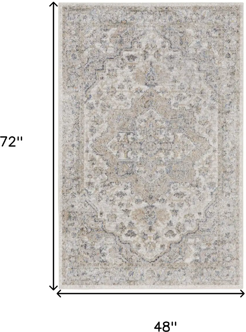 Silver Oriental Power Loom Washable Area Rug Photo 5