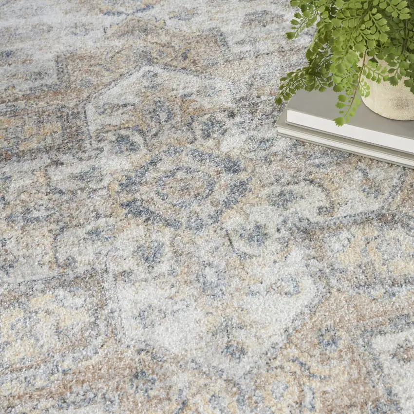 Silver Oriental Power Loom Washable Area Rug Photo 9