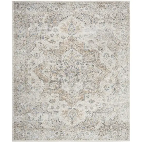 Silver Oriental Power Loom Washable Area Rug Photo 1