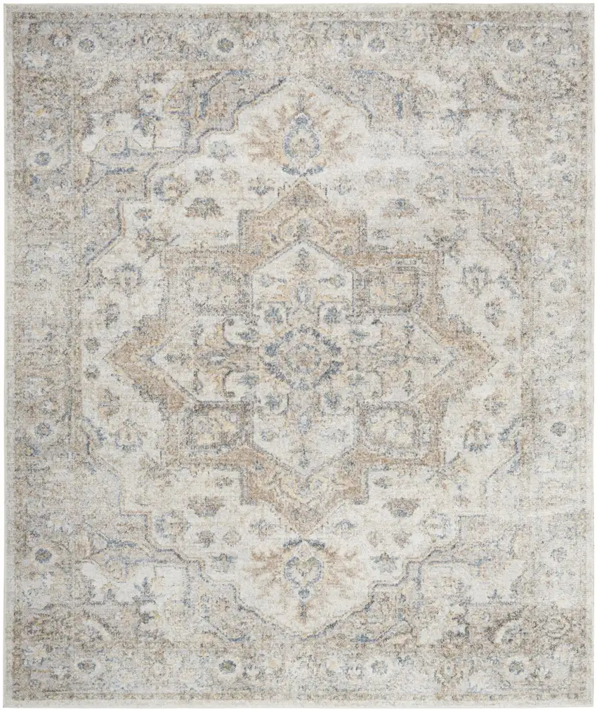 Silver Oriental Power Loom Washable Area Rug Photo 1