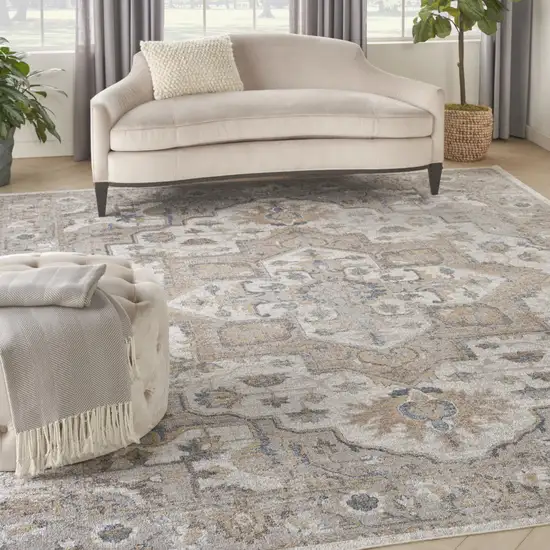 Silver Oriental Power Loom Washable Area Rug Photo 4