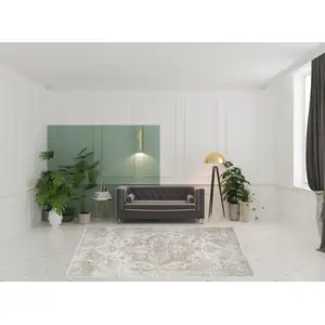 Photo of Silver Oriental Power Loom Washable Area Rug