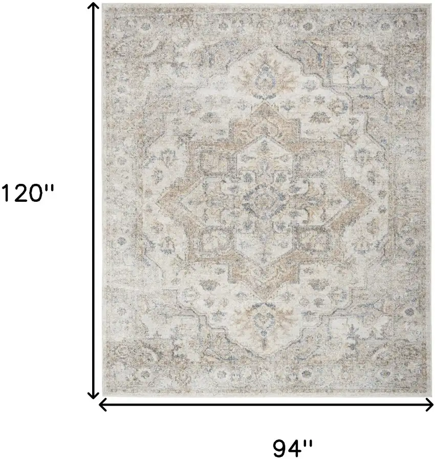 Silver Oriental Power Loom Washable Area Rug Photo 7