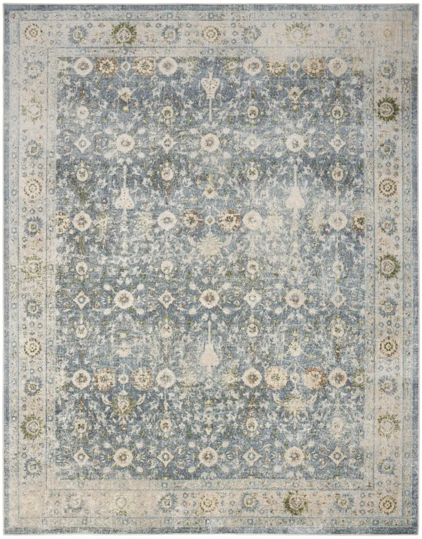 Silver Oriental Power Loom Washable Area Rug Photo 1