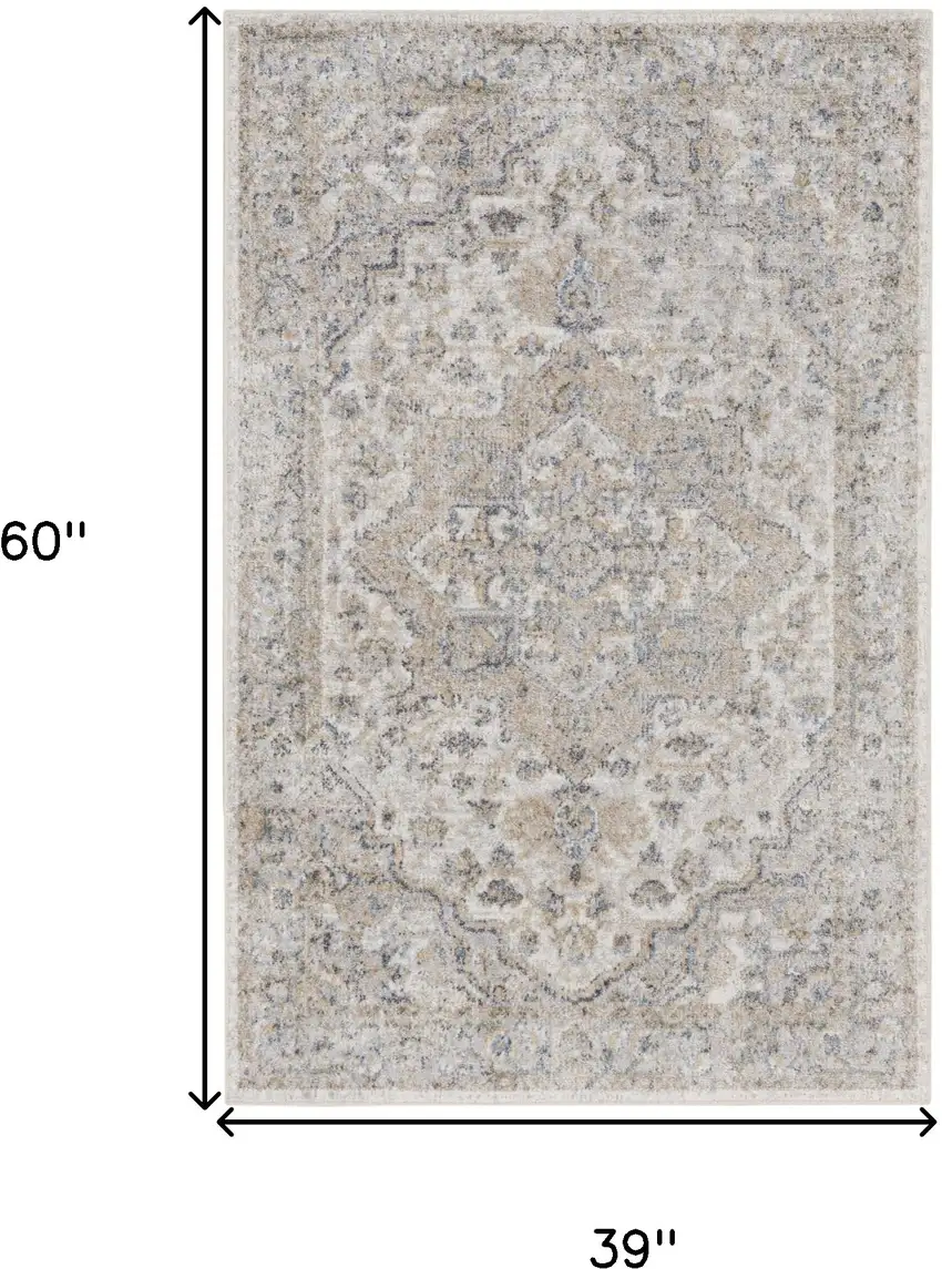 Silver Oriental Power Loom Washable Area Rug Photo 5