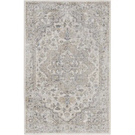 Silver Oriental Power Loom Washable Area Rug Photo 1