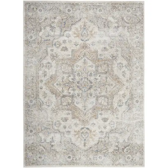 Silver Oriental Power Loom Washable Area Rug Photo 1
