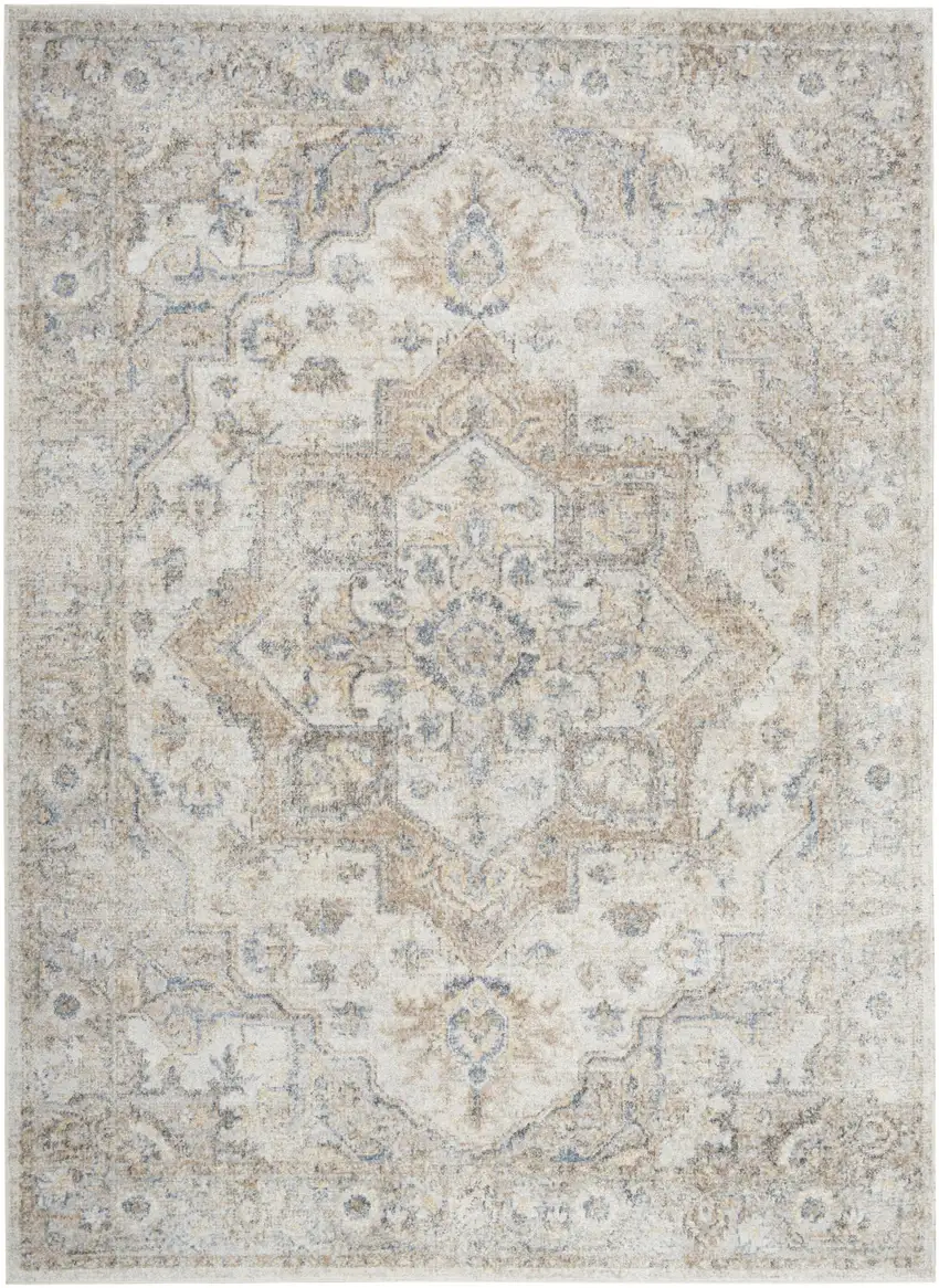 Silver Oriental Power Loom Washable Area Rug Photo 1