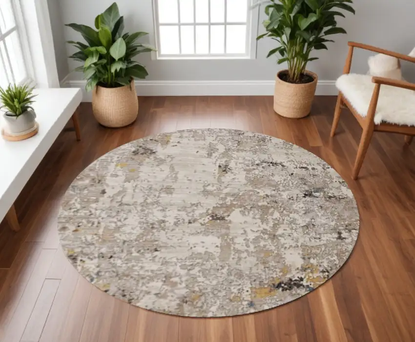8' Silver Round Area Rug Photo 1