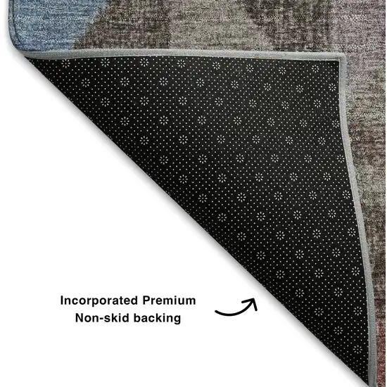 Silver Purple And Blue Geometric Washable Area Rug With UV Protection Photo 6