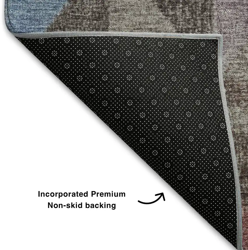 Silver Purple And Blue Geometric Washable Area Rug With UV Protection Photo 6
