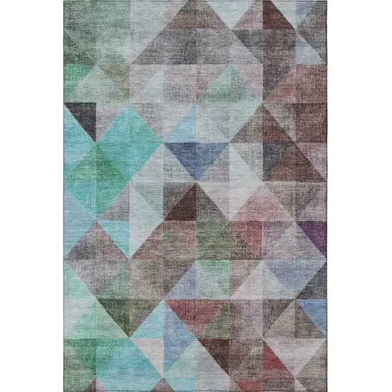 Silver Purple And Blue Geometric Washable Area Rug With UV Protection Photo 4
