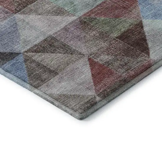 Silver Purple And Blue Geometric Washable Area Rug With UV Protection Photo 8