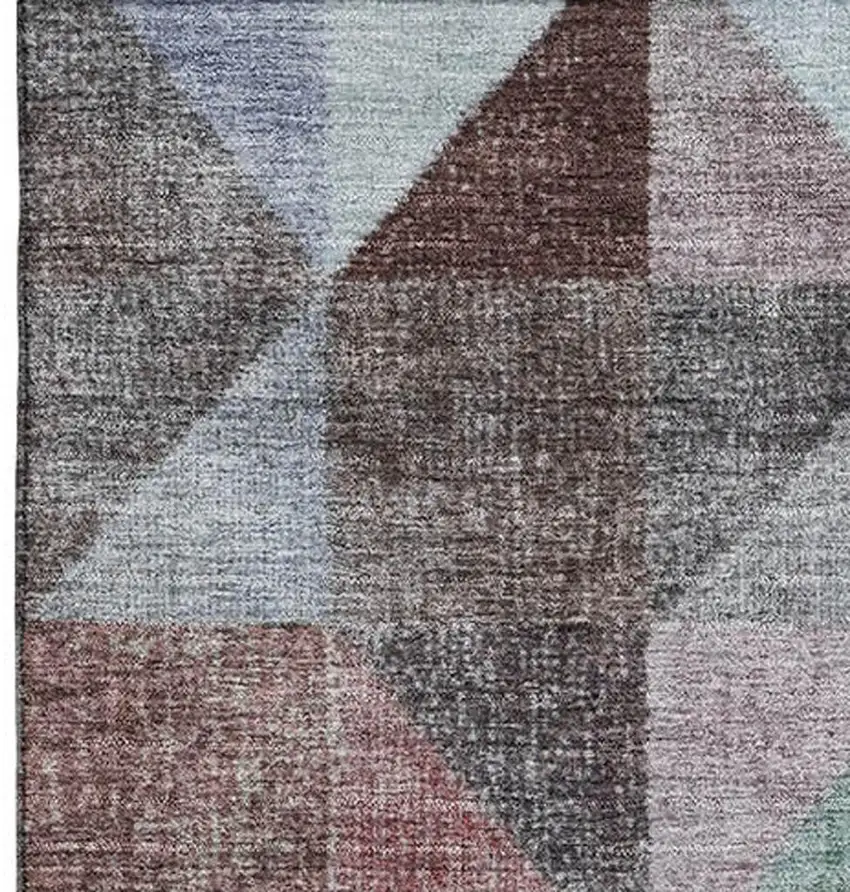 Silver Purple And Blue Geometric Washable Area Rug With UV Protection Photo 3