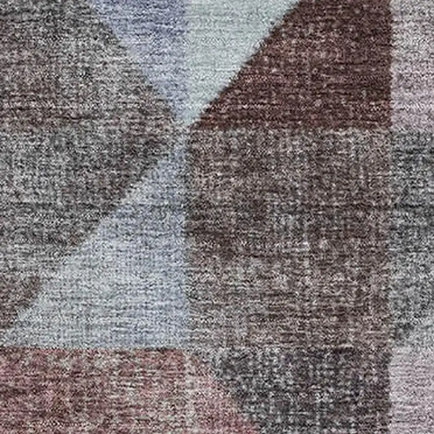 Silver Purple And Blue Geometric Washable Area Rug With UV Protection Photo 3