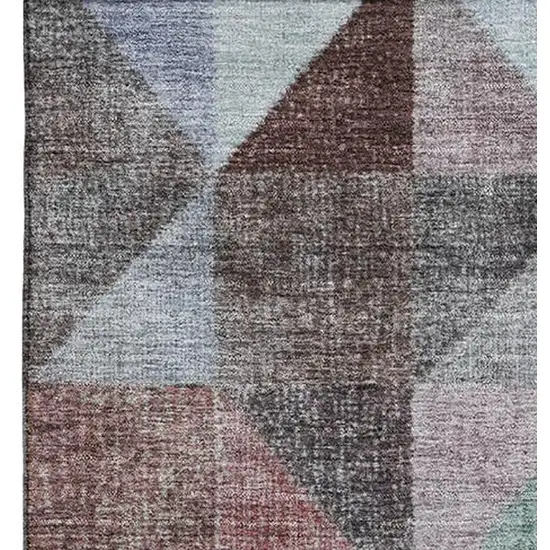 Silver Purple And Blue Geometric Washable Area Rug With UV Protection Photo 4