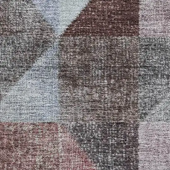 Silver Purple And Blue Geometric Washable Area Rug With UV Protection Photo 3