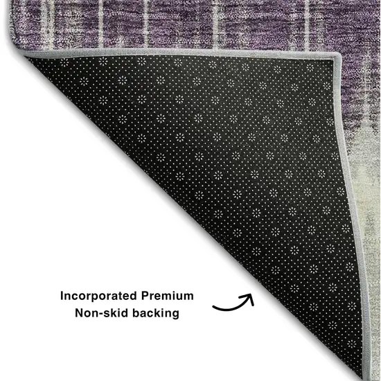 Silver Purple And Gold Striped Washable Area Rug With UV Protection Photo 7